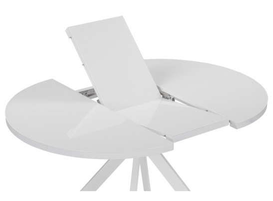 Стеклянный стол Веллор 100(135)х100х78 белый в Кургане