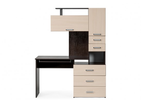 Стол компьютерный Джаз-17 левый 130х60х166,8 венге / дуб молочный в Кургане