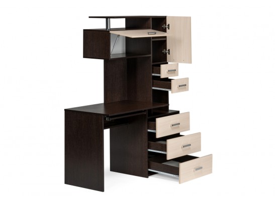 Стол компьютерный Джаз-17 левый 130х60х166,8 венге / дуб молочный в Кургане