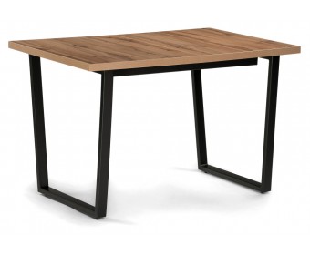 Деревянный стол Лота Лофт 120(160)х75 черный матовый / дуб крафт табачный