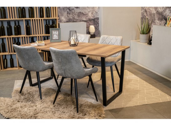 Деревянный стол Лота Лофт 120(160)х75 черный матовый / дуб крафт табачный в Кургане