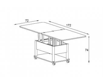 Стол-трансформер Виват 86(172)х72х50(74) темный шимо / хром