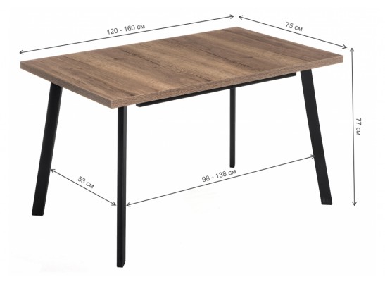 Стол Цефей дуб велингтон / черный матовый в Кургане