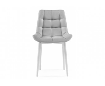 Стул на металлокаркасе Челси велюр светло-серый /  белый