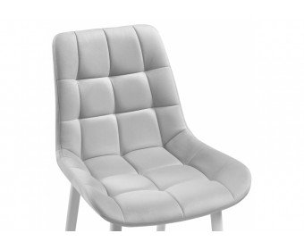 Стул на металлокаркасе Челси велюр светло-серый /  белый