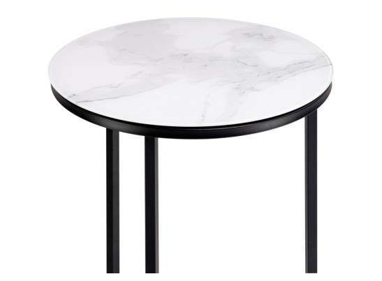 Журнальный столик Иберис 40х56 белый мрамор / черный