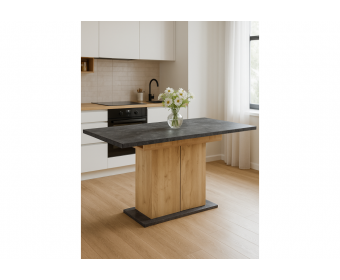 Деревянный стол Carla крафт золотой / цемент темный