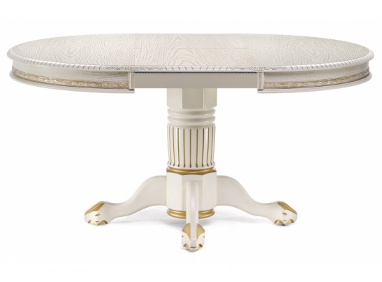 Деревянный стол Альфред 110(160)х110х80 слоновая кость с золотой патиной в Кургане