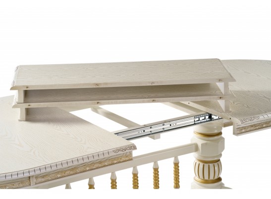 Деревянный стол Кантри 200(280)х107х79 слоновая кость / патина золото в Кургане