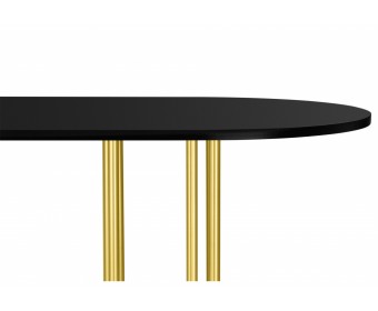 Деревянный стол Хьюго О 160 х 90 черная шагрень пленка / золотые ноги