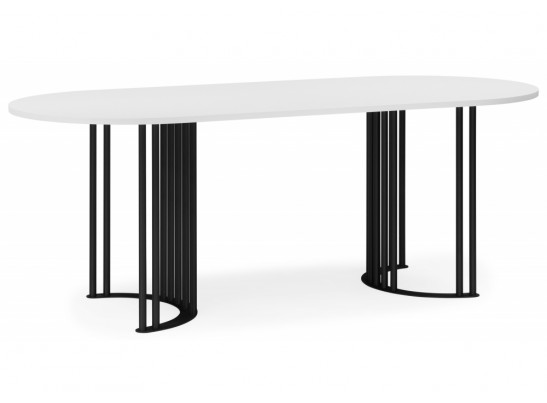 Деревянный стол Хьюго О 180 х 90 белая шагрень пленка / черный в Кургане