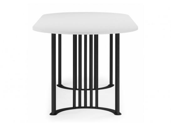 Деревянный стол Хьюго О 180 х 90 белая шагрень пленка / черный в Кургане