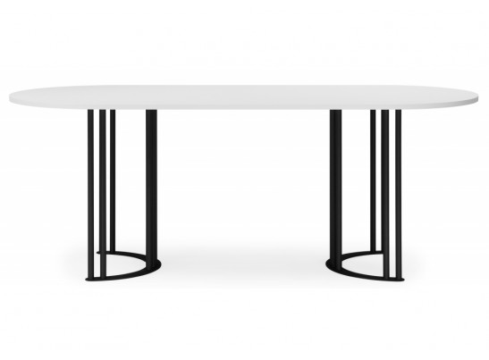 Деревянный стол Хьюго О 180 х 90 белая шагрень пленка / черный в Кургане