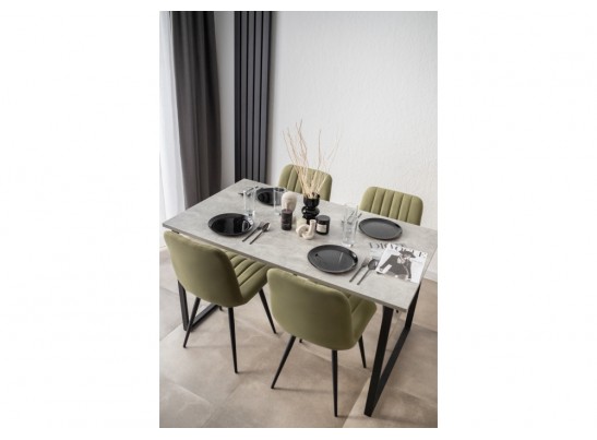 Деревянный стол Лиман 140 х 80 бетон светлый / черный матовый в Кургане