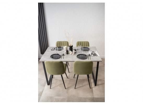 Деревянный стол Лиман 140 х 80 бетон светлый / черный матовый в Кургане