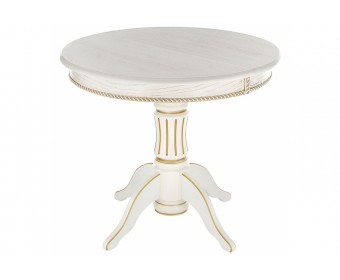 Деревянный стол Павия 90(120)х90х80 молочный с золотой патиной