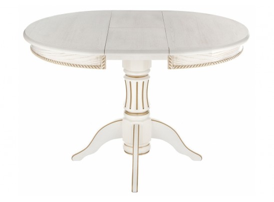 Деревянный стол Павия 90(120)х90х80 молочный с золотой патиной в Кургане