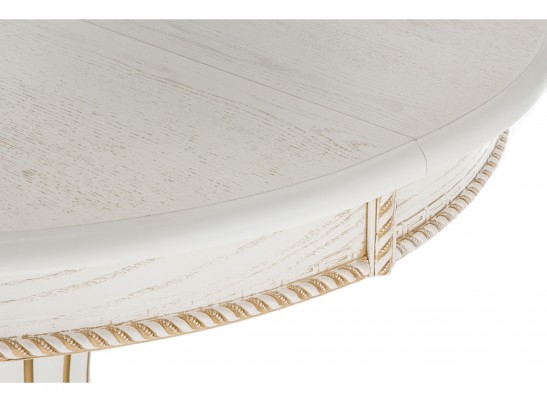 Деревянный стол Павия 90(120)х90х80 молочный с золотой патиной в Кургане