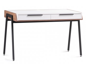 Письменный стол Рокс 116х65х77 белый / дуб делано темный / черный