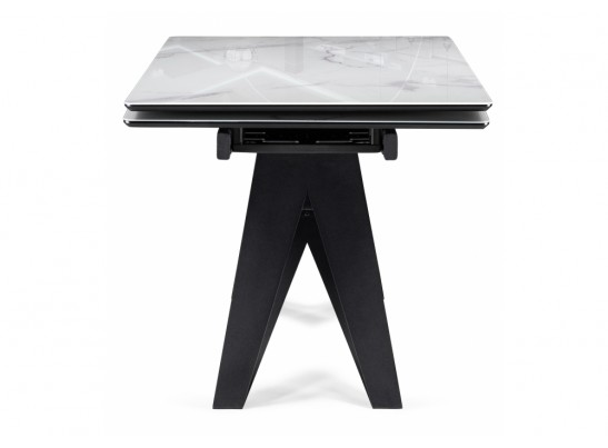 Стеклянный стол Блэкберн 140(200)х80 кристл белый мрамор / черный в Кургане