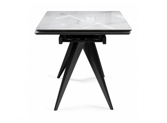 Стеклянный стол Дарвин 140(200)х80 белый мрамор / черный в Кургане