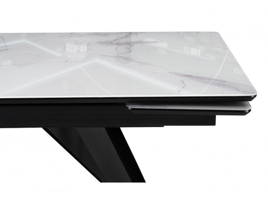 Стеклянный стол Дарвин 140(200)х80 белый мрамор / черный в Кургане