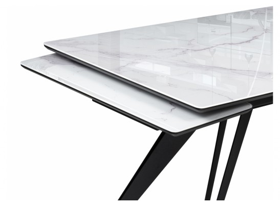 Стеклянный стол Дарвин 140(200)х80 белый мрамор / черный в Кургане