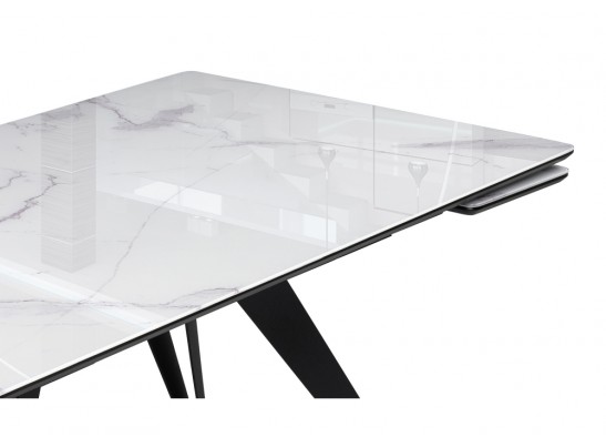 Стеклянный стол Дарвин 140(200)х80 белый мрамор / черный в Кургане