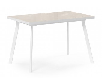 Стеклянный стол Маккензи 120(150)х70х77 латте / белый