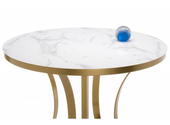 Стеклянный стол Нейтон белый мрамор / золото в Кургане