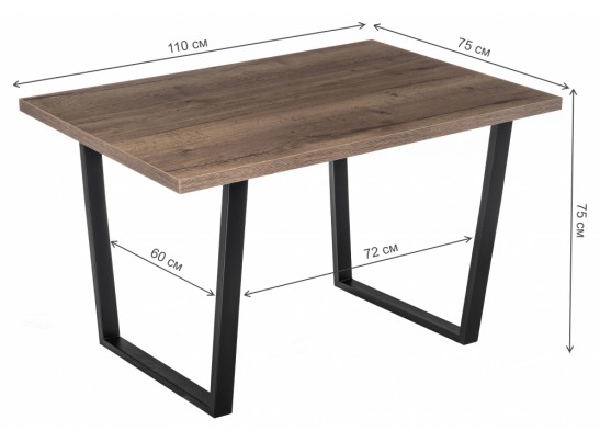 Стол Эльпатия 110 дуб велингтон / черный матовый в Кургане