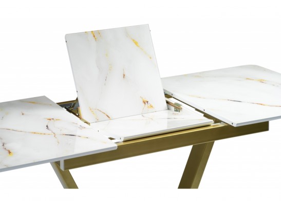 Стол на тумбе Бугун белый / золото в Кургане