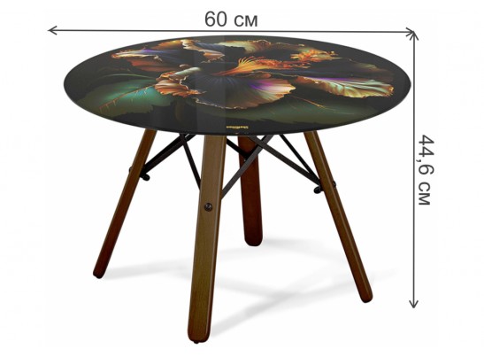 Журнальный столик SHT-S70/TT32 60 стекло / МДФ темный орех / черный муар / ночной цветок в Кургане