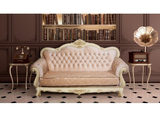 Диван трехместный Илона, крем (ткань золото)