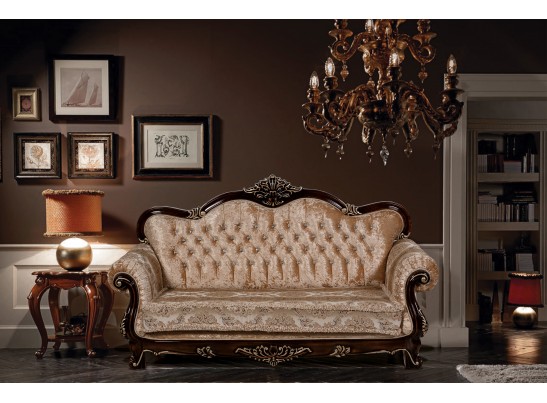 Диван трехместный Илона, орех (ткань золото)