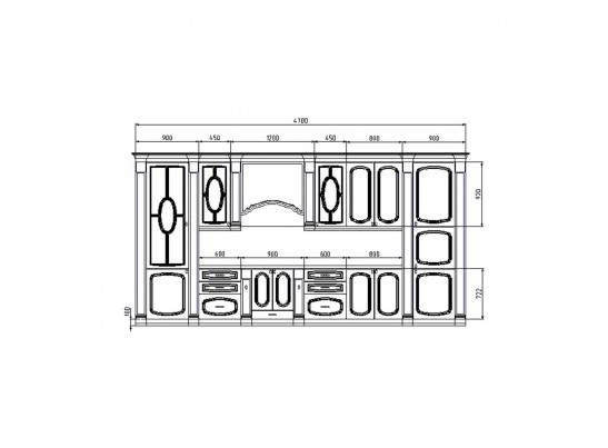 Кухня Афина 25 (4,7 м) крем/фиолетовая патина