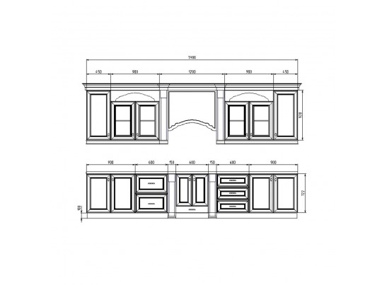 Кухня Патриция 11 (3,9 м) крем перламутр