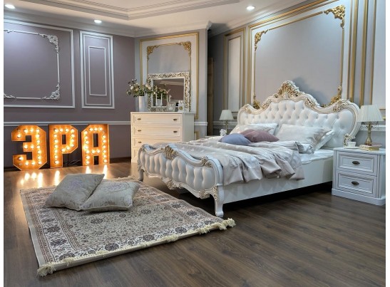 Кровать двуспальная с мягким изголовьем Натали 180, белая