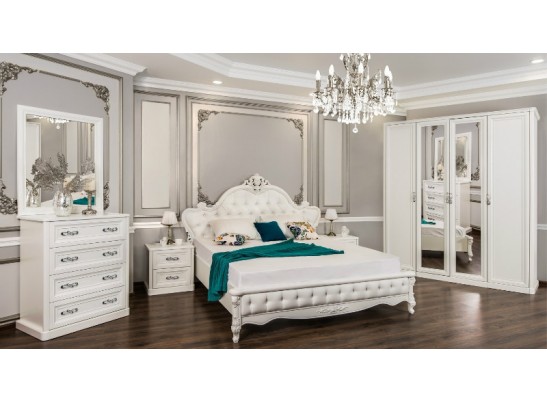 Кровать двуспальная с подъемным механизмом Мишель, белая