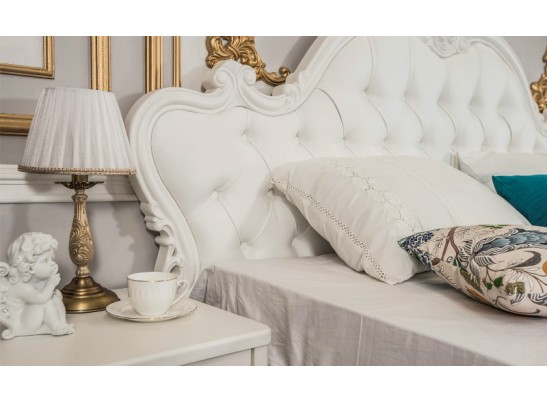 Кровать двуспальная с подъемным механизмом Мишель, белая