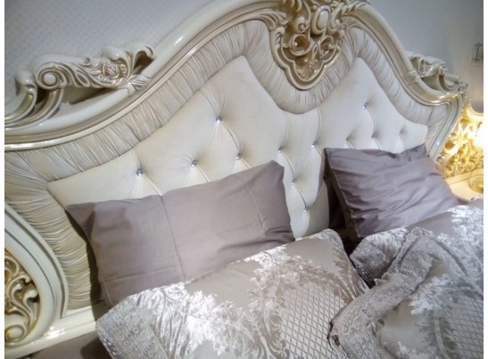 Кровать двуспальная Джоконда (крем глянец)