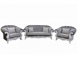 Комплект мягкой мебели Лорена белый матовый БП (ткань: благородный серый)