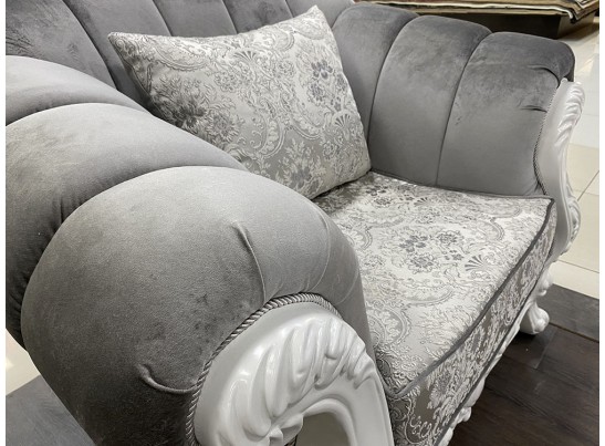 Комплект мягкой мебели Лорена белый матовый БП (ткань: благородный серый)