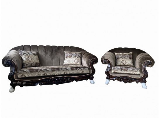 Комплект мягкой мебели Лорена орех матовый БП (ткань: Турин)