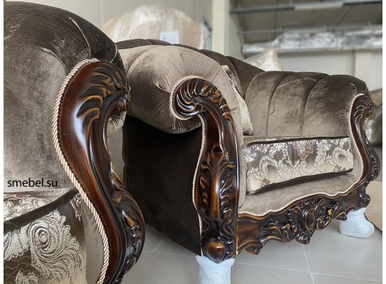 Комплект мягкой мебели Лорена орех матовый БП (ткань: Турин)