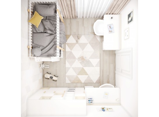 Кровать Legs 2-х уровневая White