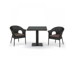 Обеденный комплект плетеной мебели из искусственного ротанга T605SWT/Y97B-W53 Brown 2Pcs