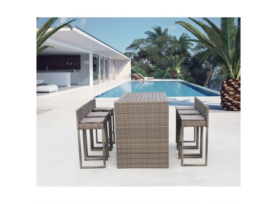 Барный комплект плетеной мебели T390GD/Y390G-W78_6Pcs Grey в Кургане