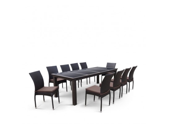 Комплект плетеной мебели T438/Y380A-W53 Brown (10+1) в Кургане