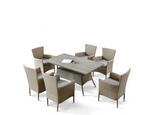 Комплект плетеной мебели AFM-195-6Pcs Beige (6+1) в Кургане